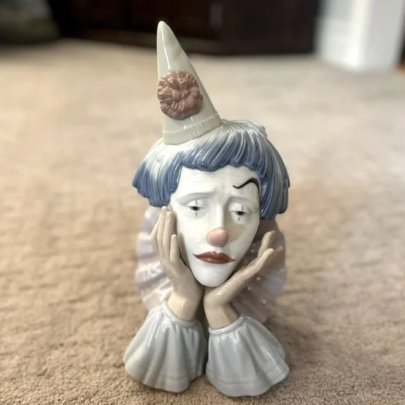 Lladró Jester Pensive Clown 12.5" Figurine Sculpture 5129 Retired MINT Condition - Picture 1 of 7